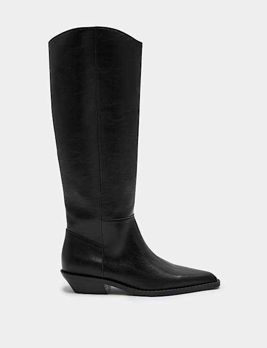 Cowboy Block Heel Knee High Boots