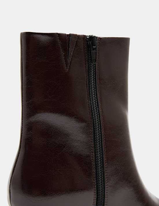 Polished Chisel Toe Wedge Ankle Boots