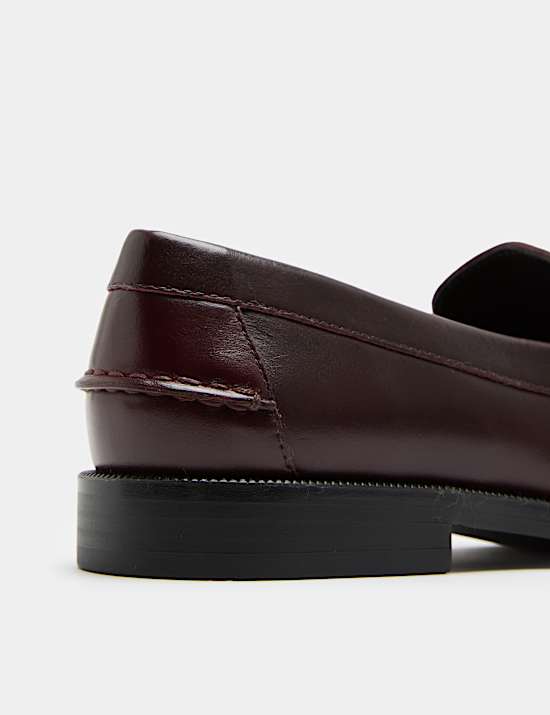 Leather Chunky Tassel Block Heel Round Toe Loafer