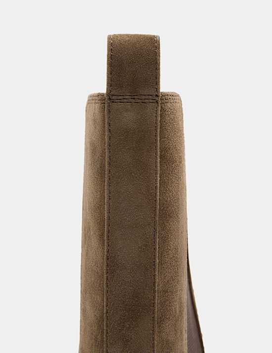Suede Chelsea Block Heel Pointed Boots
