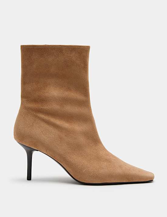 Suede Stiletto Heel Chisel Toe Ankle Boots