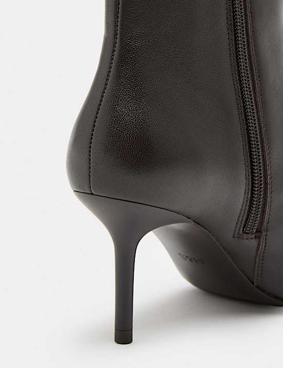 Leather Stiletto Heel Chisel Toe Ankle Boots