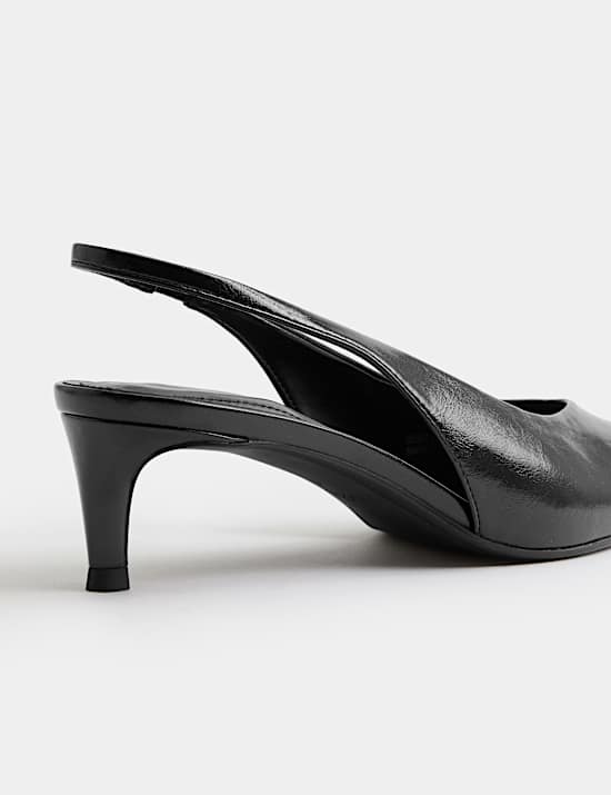 Kitten Heel Chisel Toe Slingback Shoes