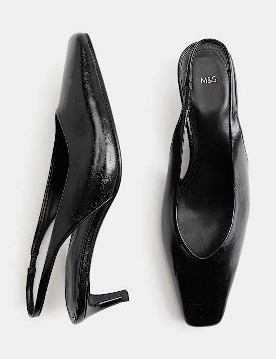 Kitten Heel Chisel Toe Slingback Shoes