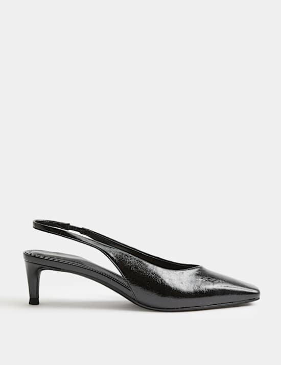 Kitten Heel Chisel Toe Slingback Shoes