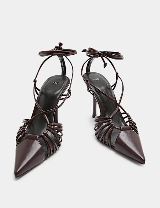 Strappy Stiletto Heel Pointed Court Shoes