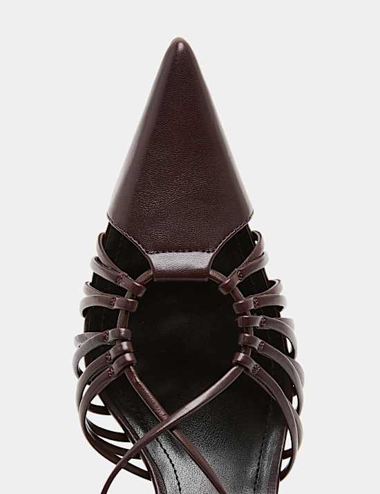 Strappy Stiletto Heel Pointed Court Shoes