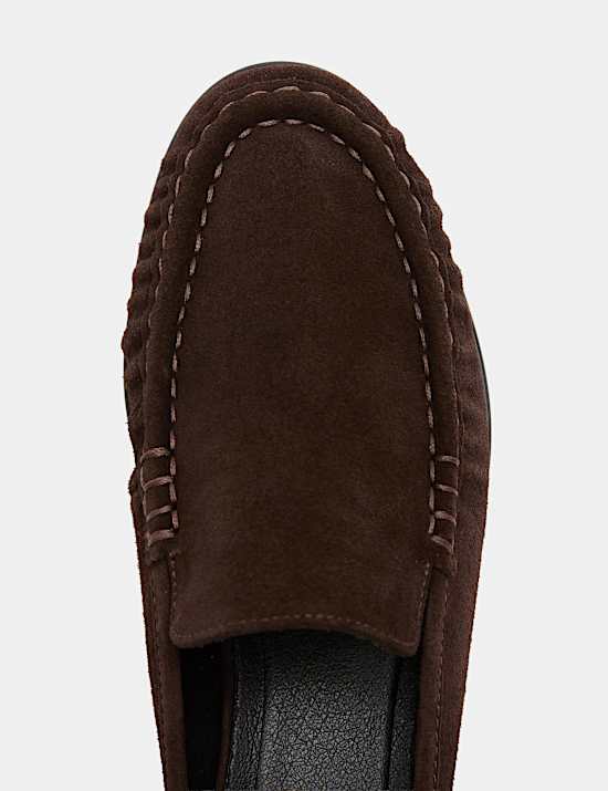 Suede Ruched Backless Flat Loafers