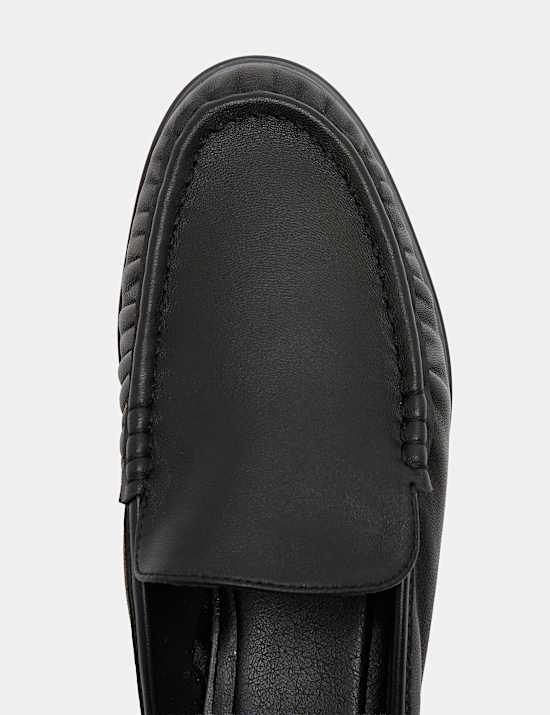 Leather Ruched Backless Flat Loafers
