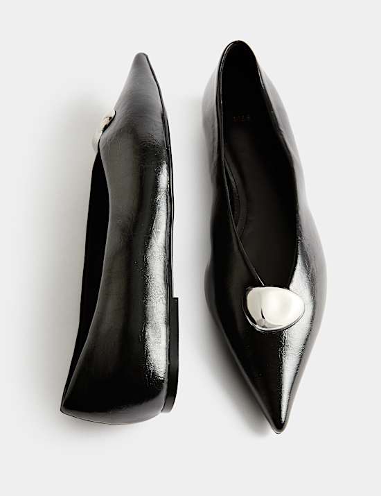 Trim Pointed Toe Ballet Pumps
