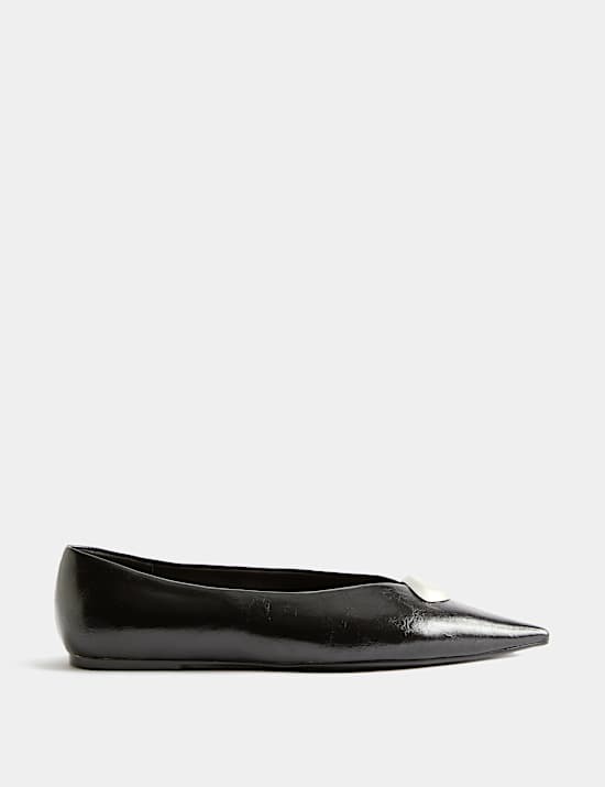 Trim Pointed Toe Ballet Pumps