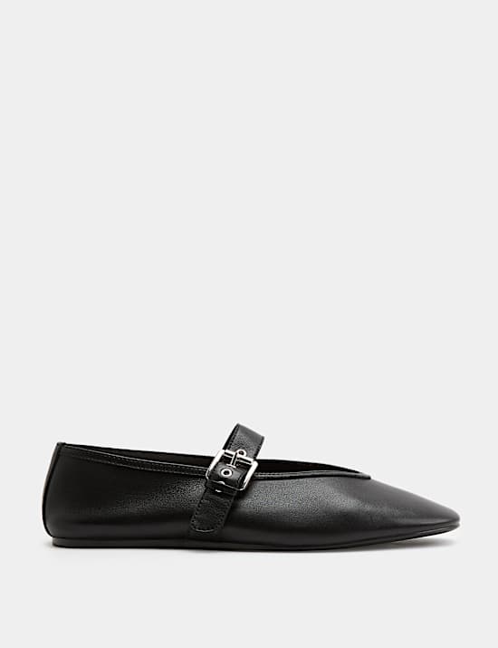 Leather Flat Round Toe Mary Jane Ballet Pumps