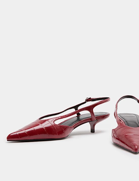 Ankle Strap Kitten Heel Pointed Slingback Shoes
