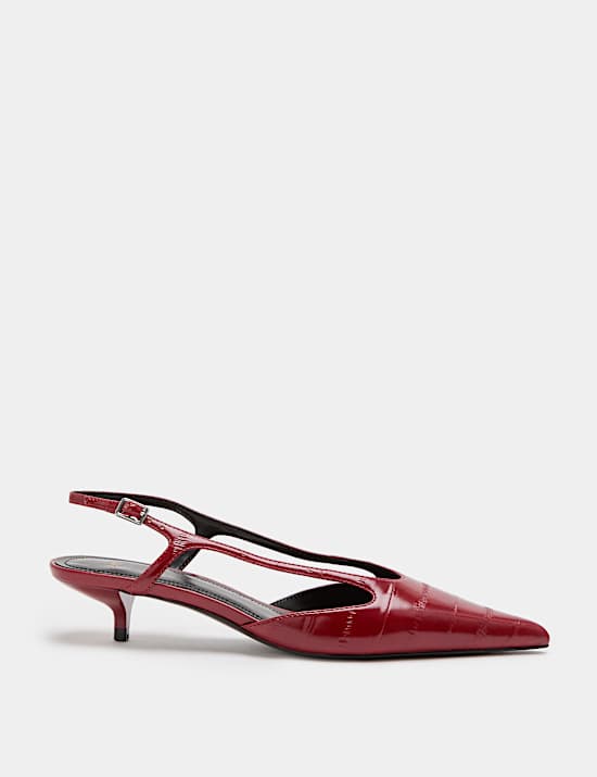 Ankle Strap Kitten Heel Pointed Slingback Shoes