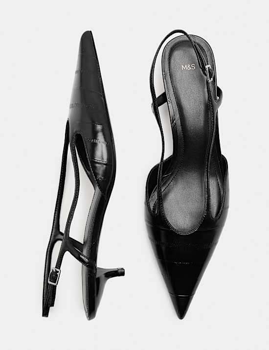 Ankle Strap Kitten Heel Pointed Slingback Shoes
