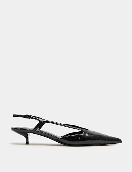 Ankle Strap Kitten Heel Pointed Slingback Shoes