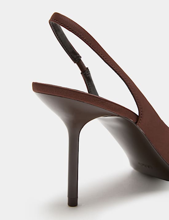 Satin Stiletto Heel Peep Toe Slingback Shoes