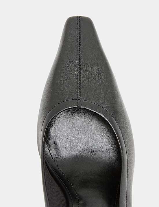 Leather Stiletto Heel Chisel Toe Court Shoes