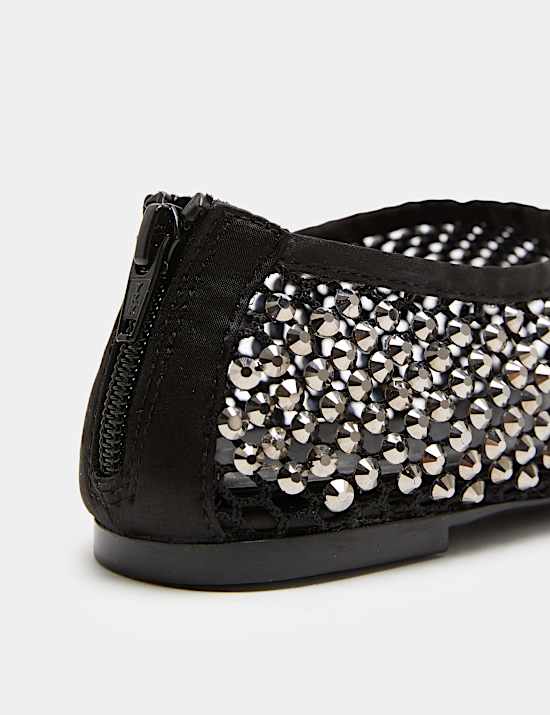 Leather Gem High Vamp Flat Shoe