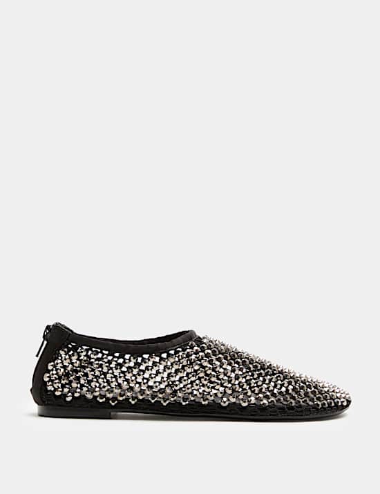 Leather Gem High Vamp Flat Shoe