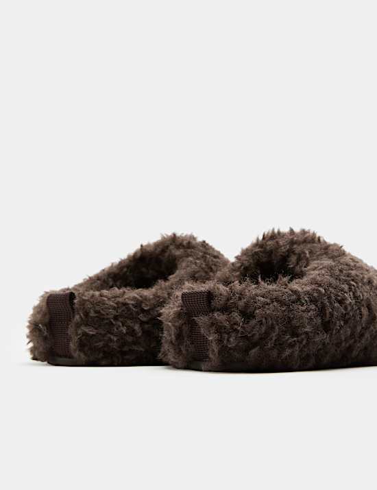 Borg Back Tab Mule Slippers
