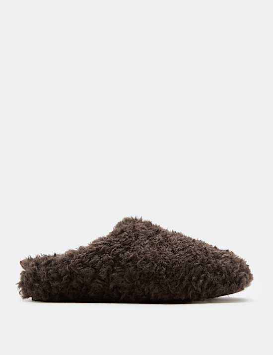 Borg Back Tab Mule Slippers