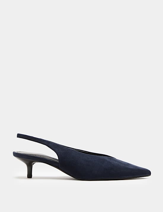 Kitten Heel Pointed Slingback Shoes