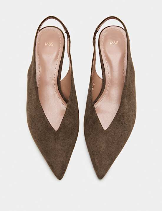 Kitten Heel Pointed Slingback Shoes