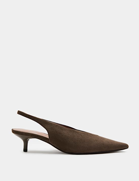Kitten Heel Pointed Slingback Shoes