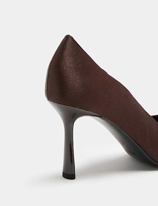 Satin Scalloped Trim Stiletto Court Shoes