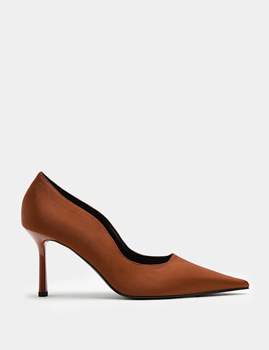 Satin Scalloped Trim Stiletto Court Shoes