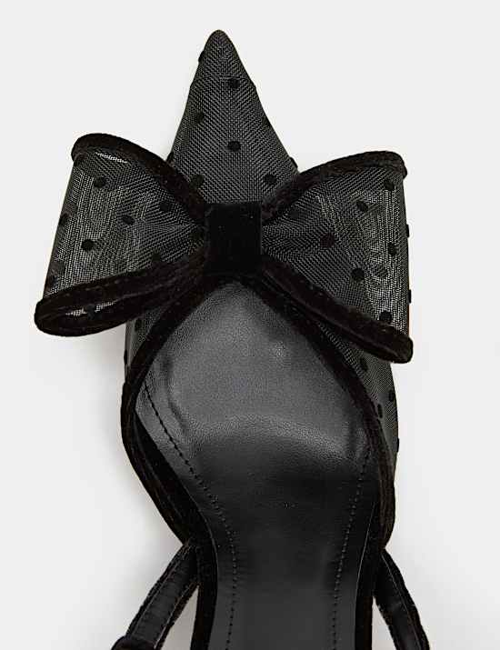 Polka Dot Mesh Stiletto Slingback Shoes