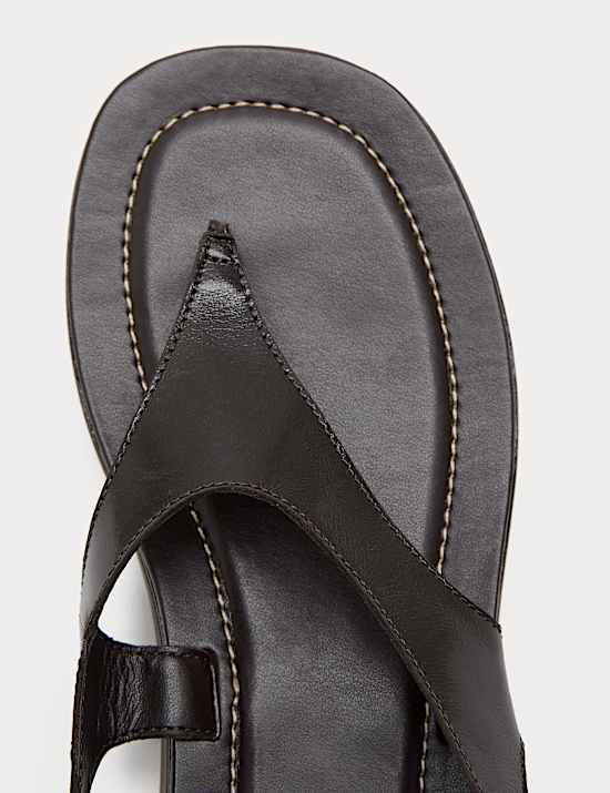 Leather Ankle Strap Flatform Toe Post Sandals
