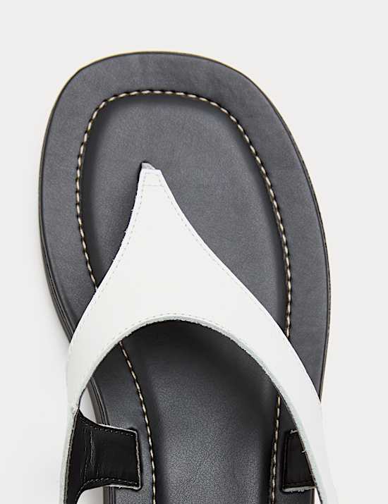 Leather Ankle Strap Flatform Toe Post Sandals