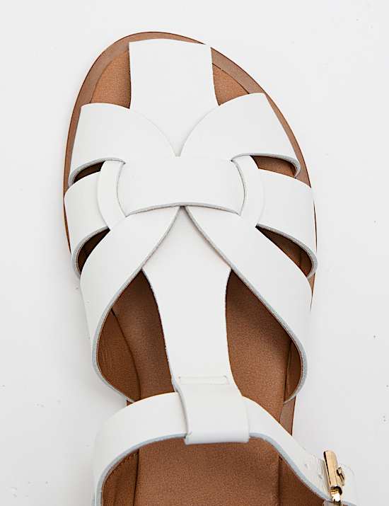 Leather Ankle Strap Flat Sandals