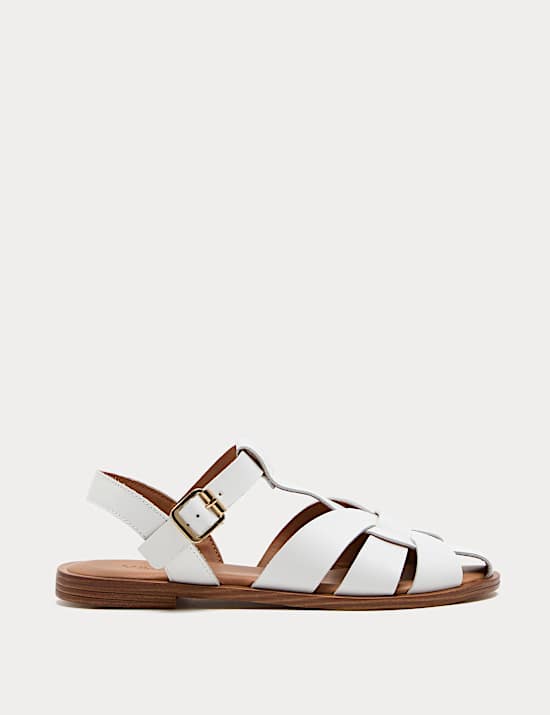 Leather Ankle Strap Flat Sandals