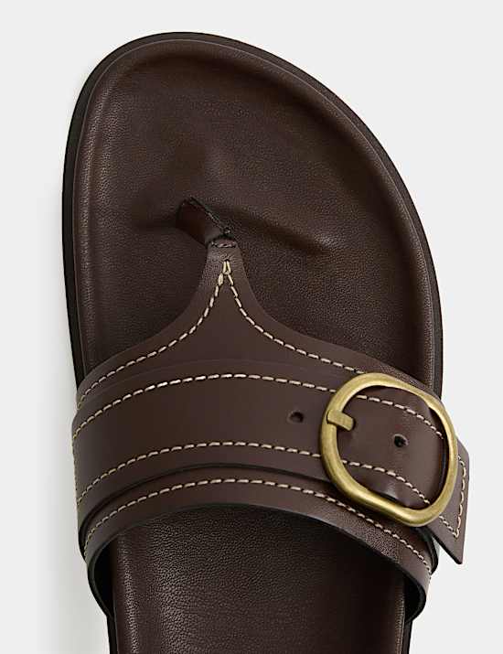 Leather Footbed Toe Post Sandals