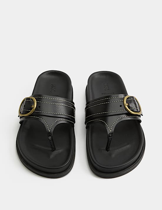 Leather Footbed Toe Post Sandals