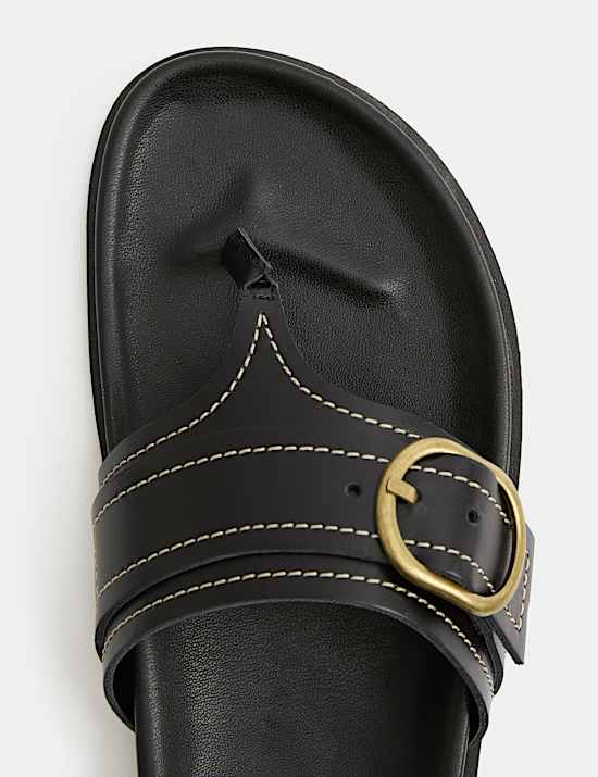 Leather Footbed Toe Post Sandals