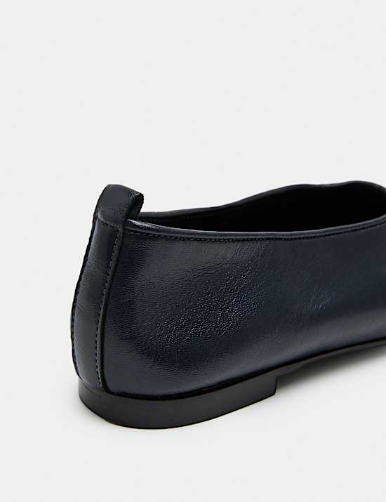Leather High Vamp Flat Ballet Pumps
