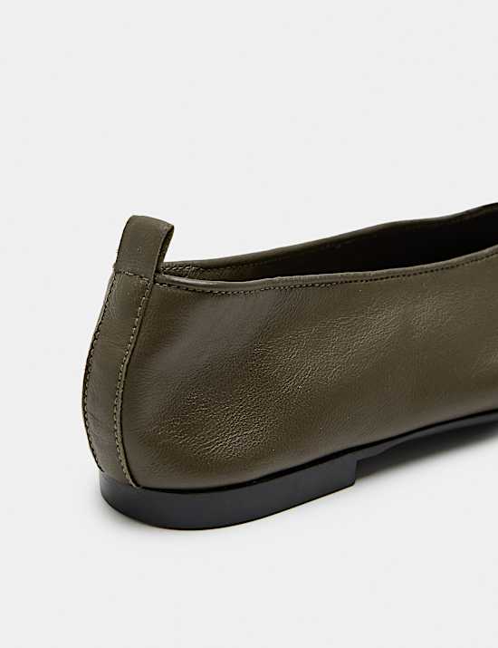 Leather High Vamp Flat Ballet Pumps