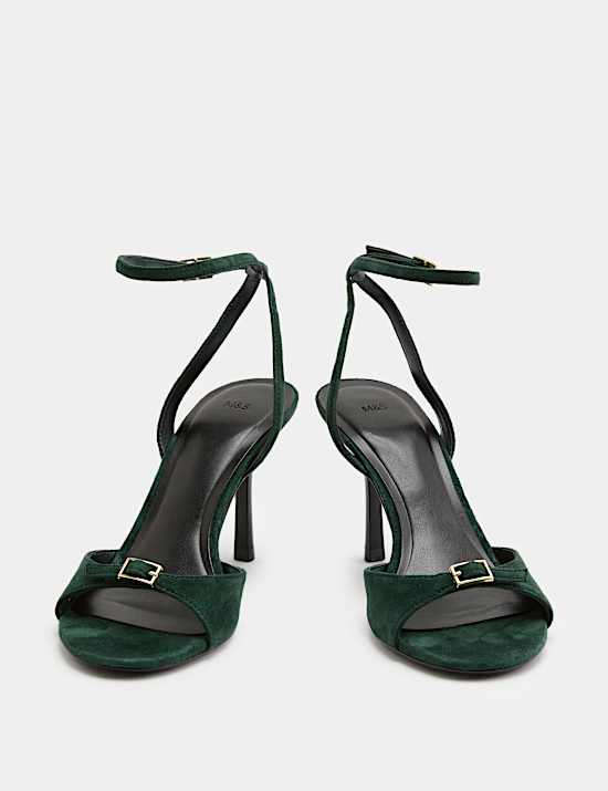 Suede Buckle Open Toe Stiletto Heel Sandals