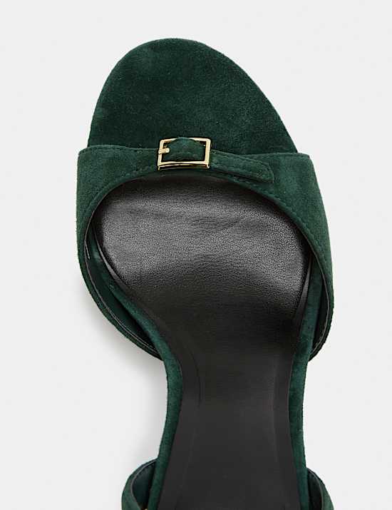 Suede Buckle Open Toe Stiletto Heel Sandals