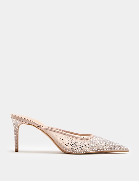 Embellished Stiletto Heel Pointed Toe Mule