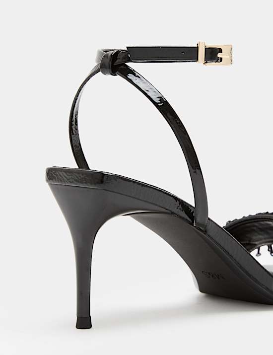 Buckle Fringed Stiletto Heel Open Toe Sandal