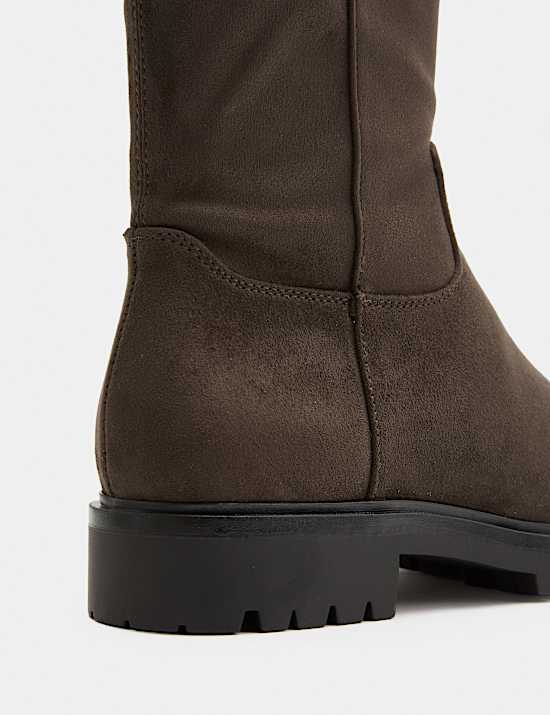 Block Heel Sock Ankle Boots