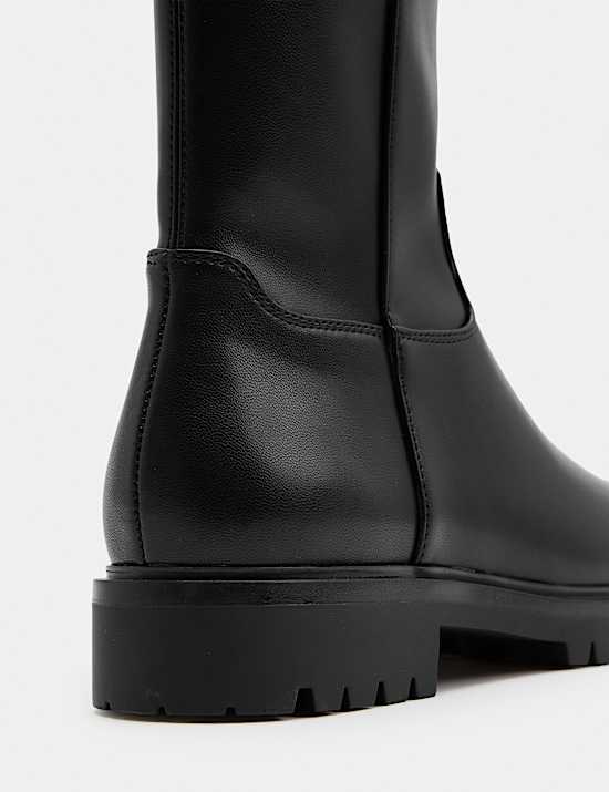 Bottes style chaussette &agrave; talons carr&eacute;s