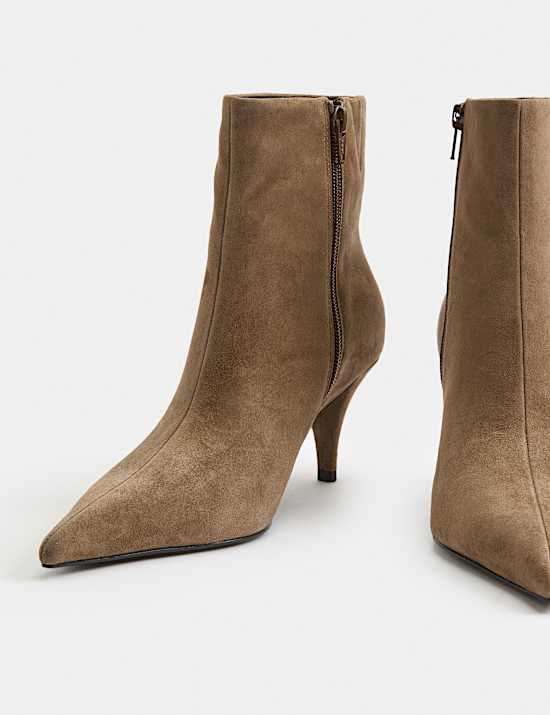 Suede Stiletto Heel Pointed Toe Ankle Boot