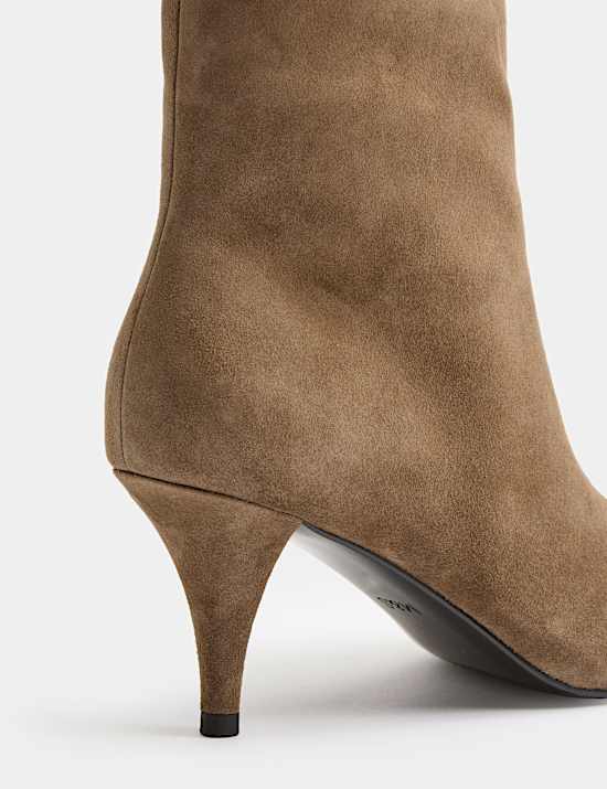 Suede Stiletto Heel Pointed Toe Ankle Boot