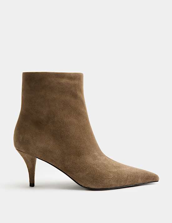 Suede Stiletto Heel Pointed Toe Ankle Boot